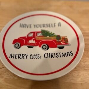 Royal Norfolk 8" Christmas Salad Plate Red‎ Truck Festive Design ceramic